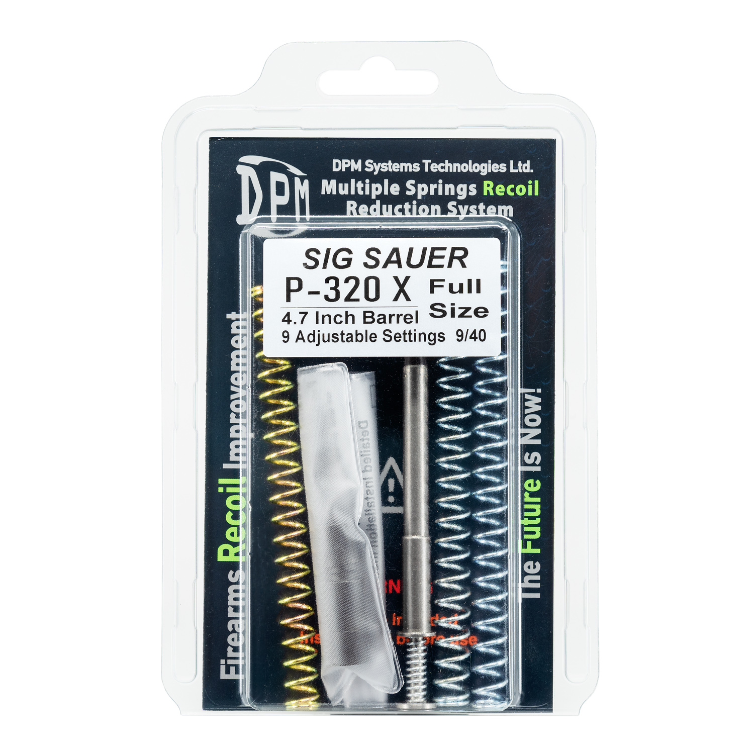 DPM Recoil Springs for Sig Sauer P-320-X FULL SIZE  Barrel 4.7" - 119 mm (9mm, 357 SIG, 40S&W, 45 Auto) 9 Adjustable Settings