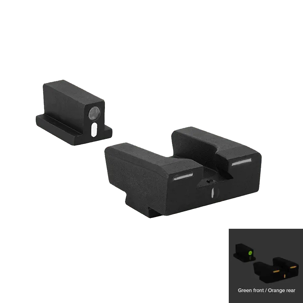 Meprolight ML-12224O - Tritium Sights for Glock 17/19 Mepro R4E Tru-Dot (Green Front and Orange Rear Sight)