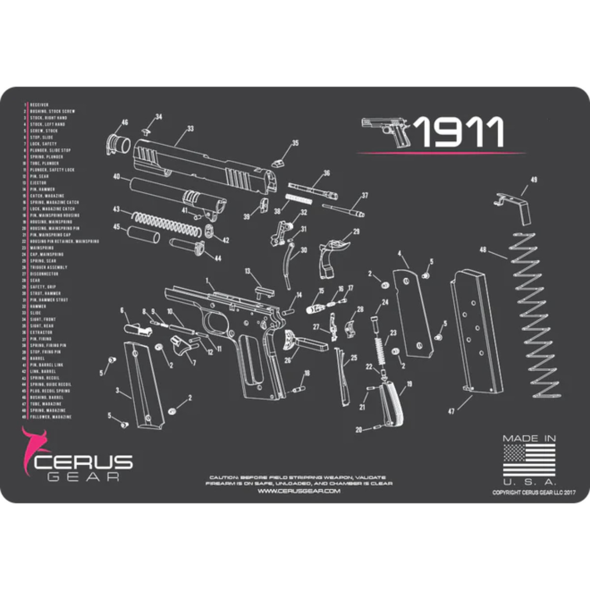Podložka pro čištění zbraní 1911 SCHEMATIC PINK
