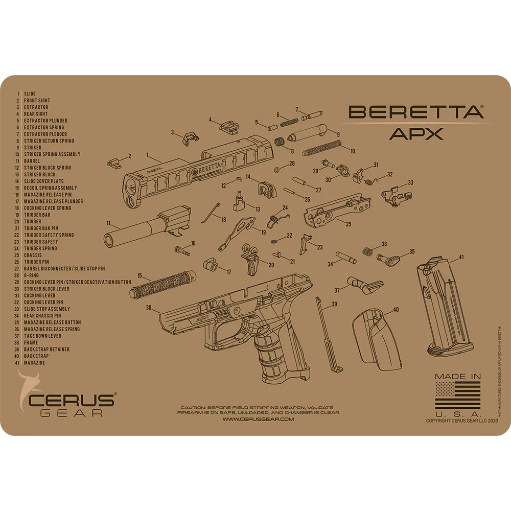 Cerus Gear Cleaning Mat for Beretta APX Pistols – Coyote