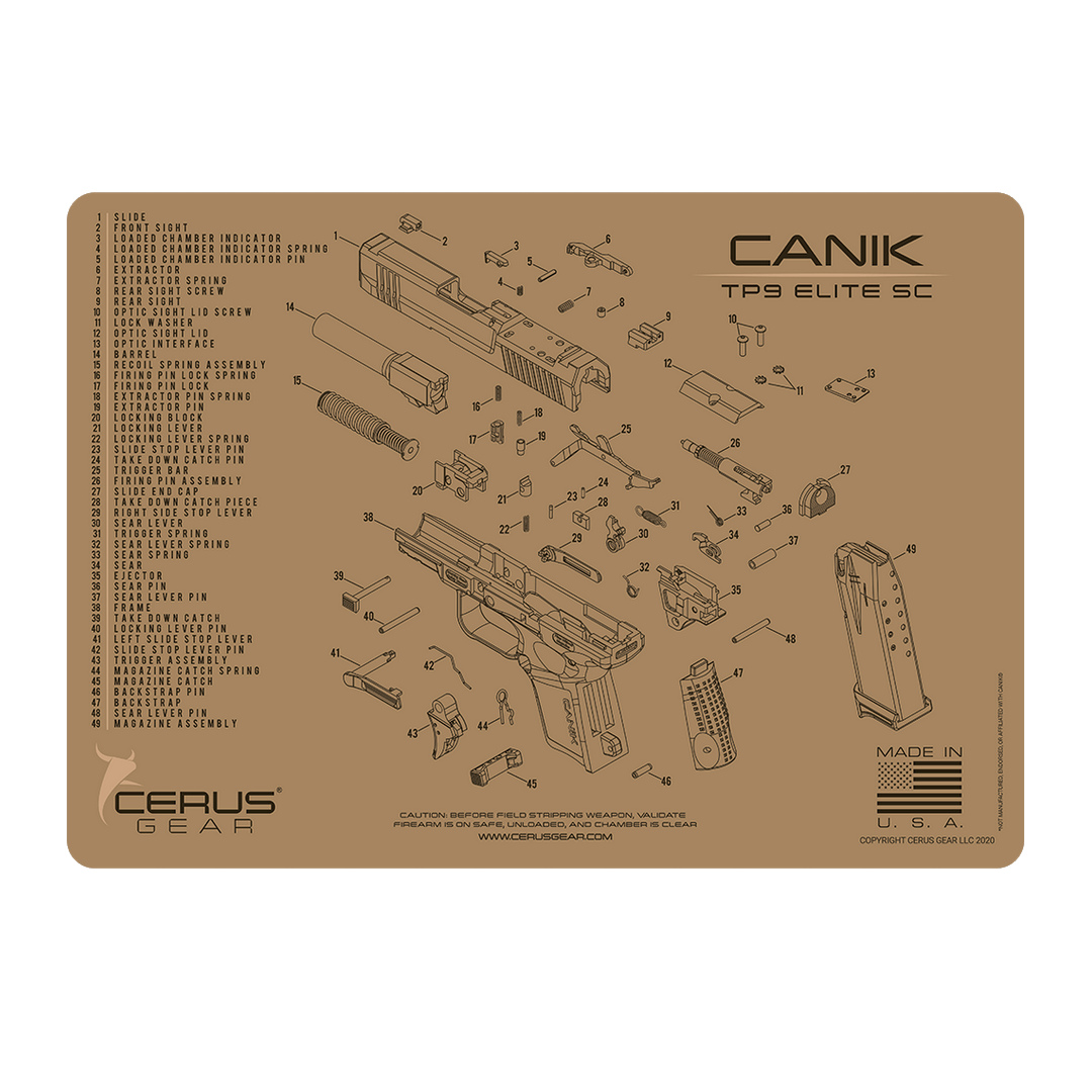 Podložka pro čištění zbraní CANIK TP9 ELITE SC SCHEMATIC COYOTE