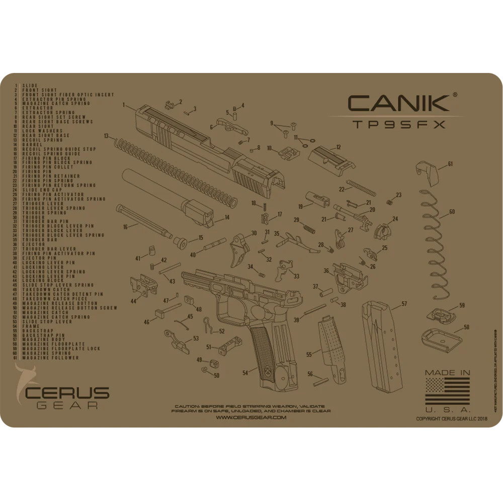 Podložka pro čištění zbraní CANIK TP9 SFX SCHEMATIC COYOTE