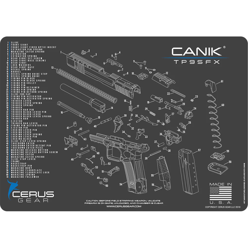 Podložka pro čištění zbraní CANIK TP9 SFX SCHEMATIC CHAR GRAY
