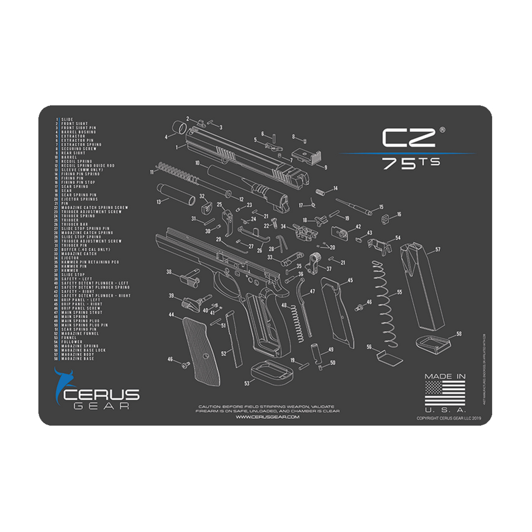 Podložka pro čištění zbraní CZ 75 TS SCHEMATIC CHAR GRAY