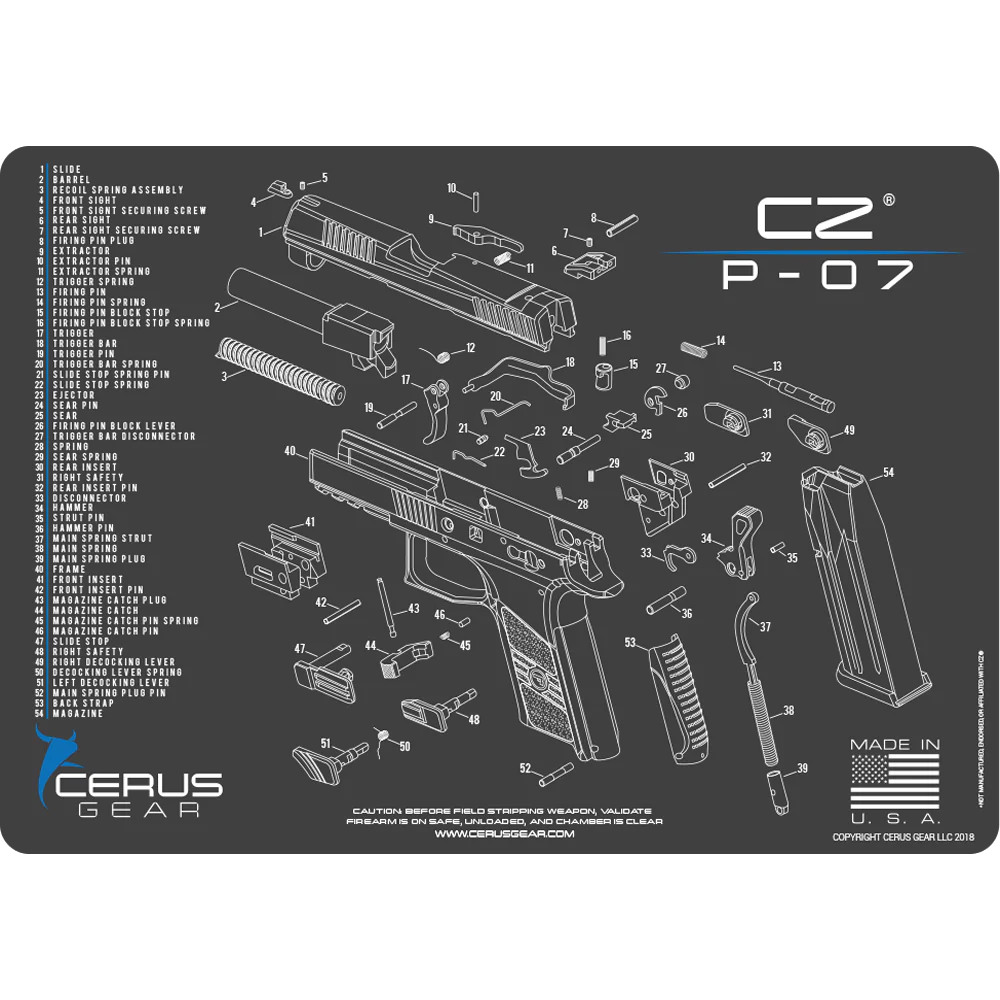 Podložka pro čištění zbraní CZ P07 SCHEMATIC CHAR GRAY