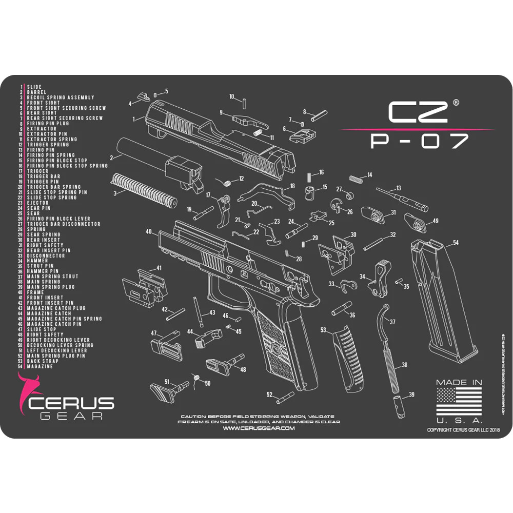 Podložka pro čištění zbraní CZ PO7 SCHEMATIC PINK
