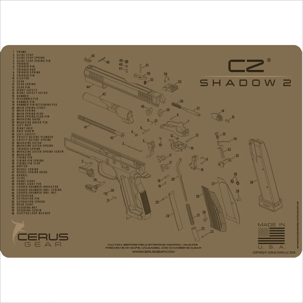 Podložka pro čištění zbraní CZ SHADOW 2 SCHEMATIC COYOTE