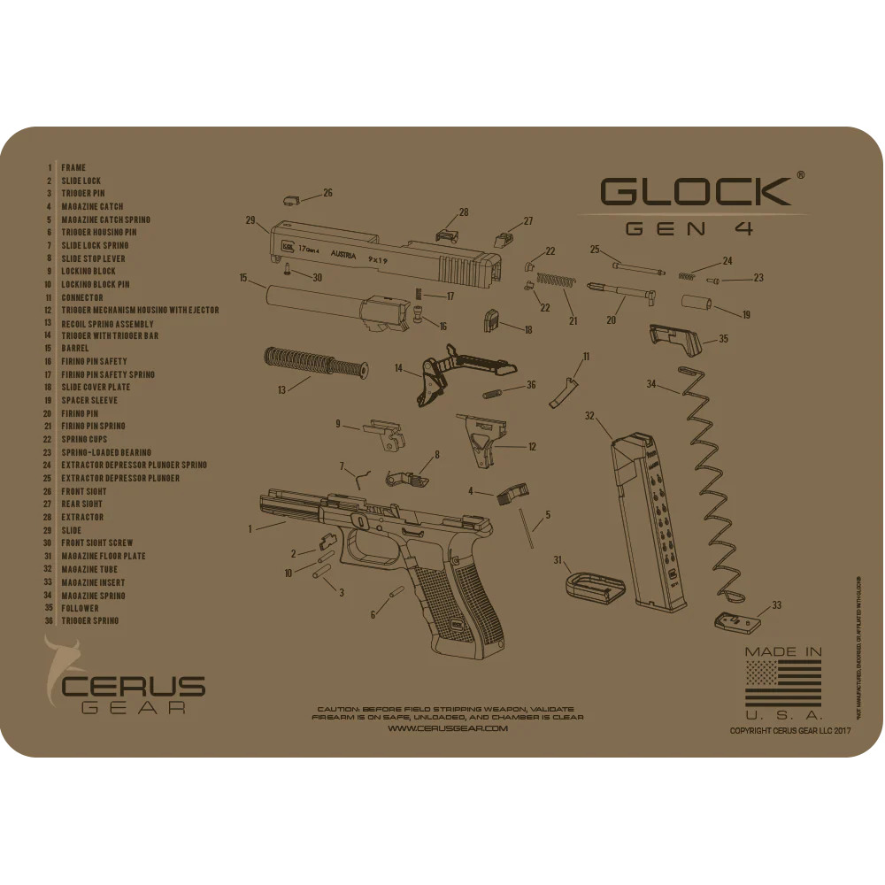 Podložka pro čištění zbraní GLOCK GEN 4 SCHEMATIC COYOTE