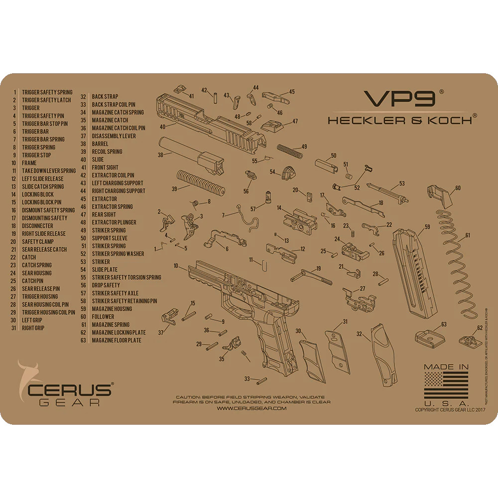 Podložka pro čištění zbraní HK VP9 SCHEMATIC COYOTE