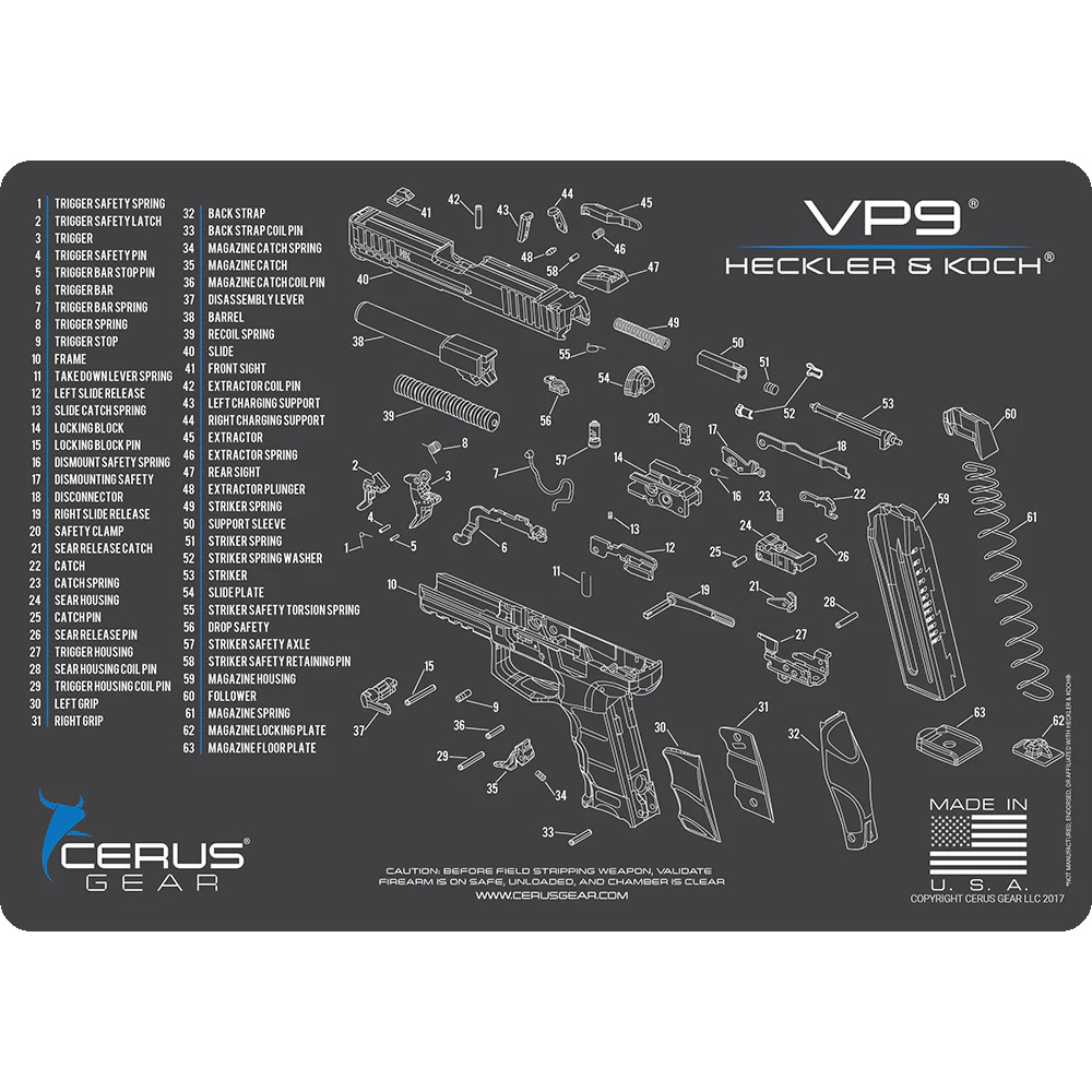Podložka pro čištění zbraní HK VP9 SCHEMATIC CHAR GRAY