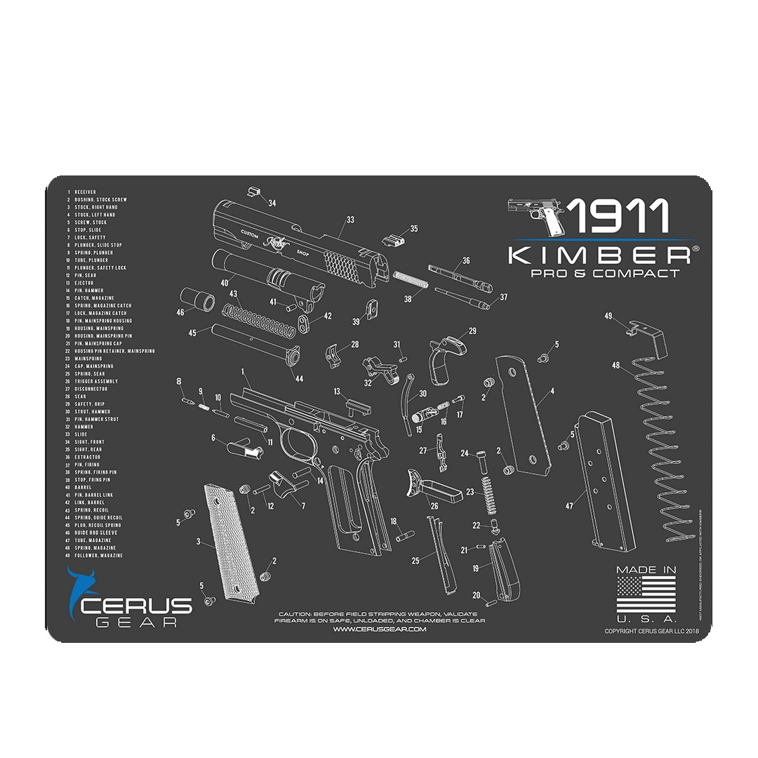 Podložka pro čištění zbraní KIMBER COMP/PRO SCHEMATIC CHAR GRAY