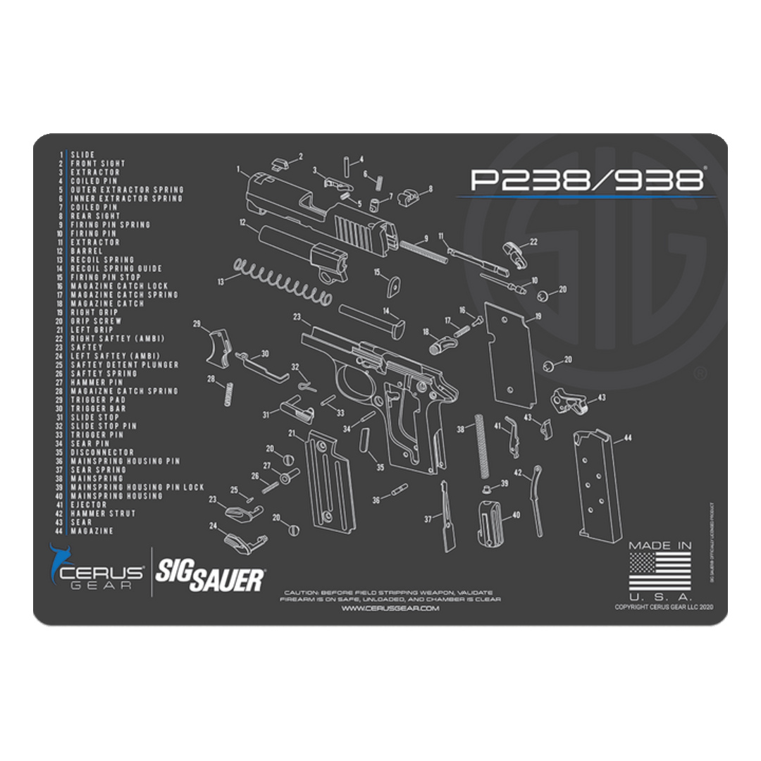 Podložka pro čištění zbraní LICENSED SIG 238/983 SCHEMATIC CHAR GRAY