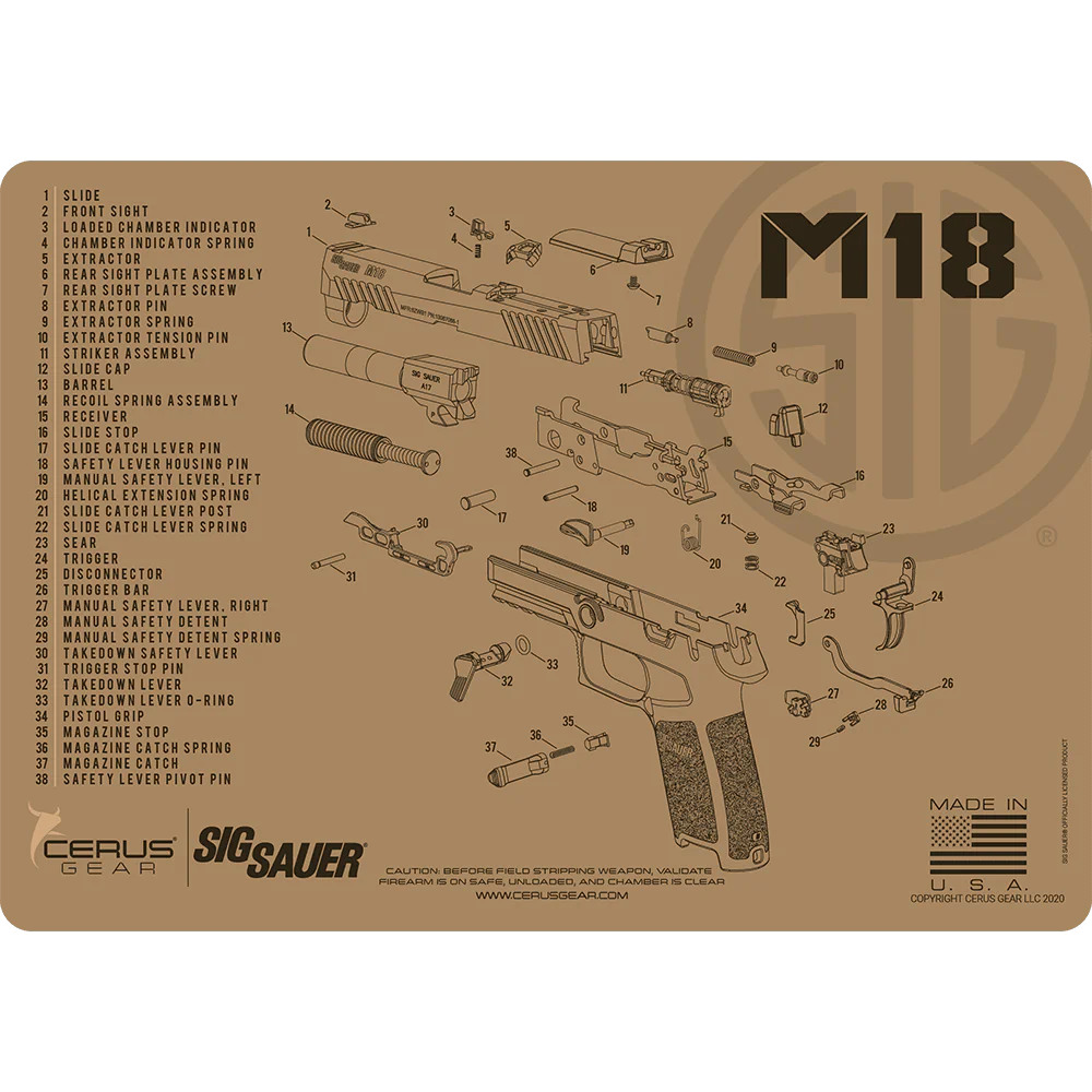 Podložka pro čištění zbraní LICENSED SIG M18 SCHEMATIC COYOTE