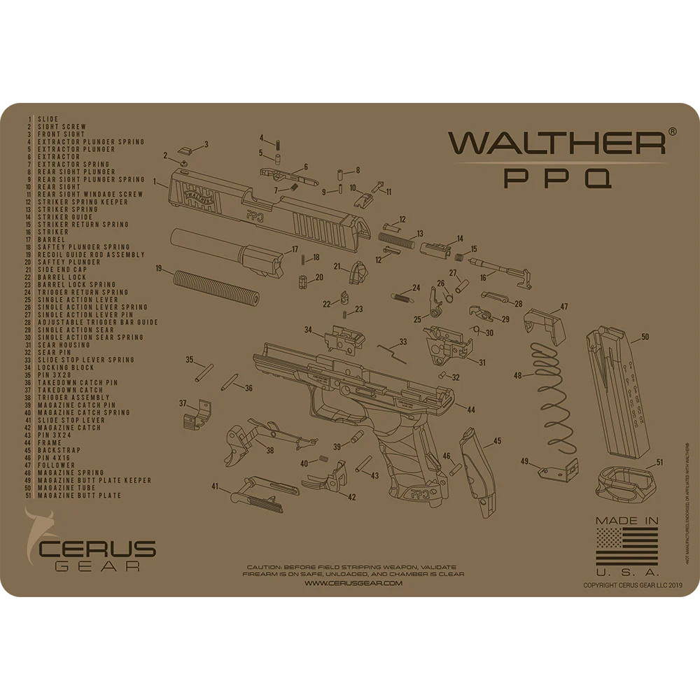 Podložka pro čištění zbraní WALTHER PPQ SCHEMATIC COYOTE