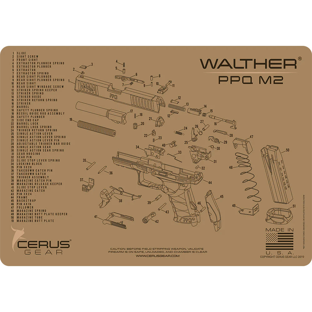 Podložka pro čištění zbraní WALTHER PPQ MOD 2 SCHEMATIC COYOTE