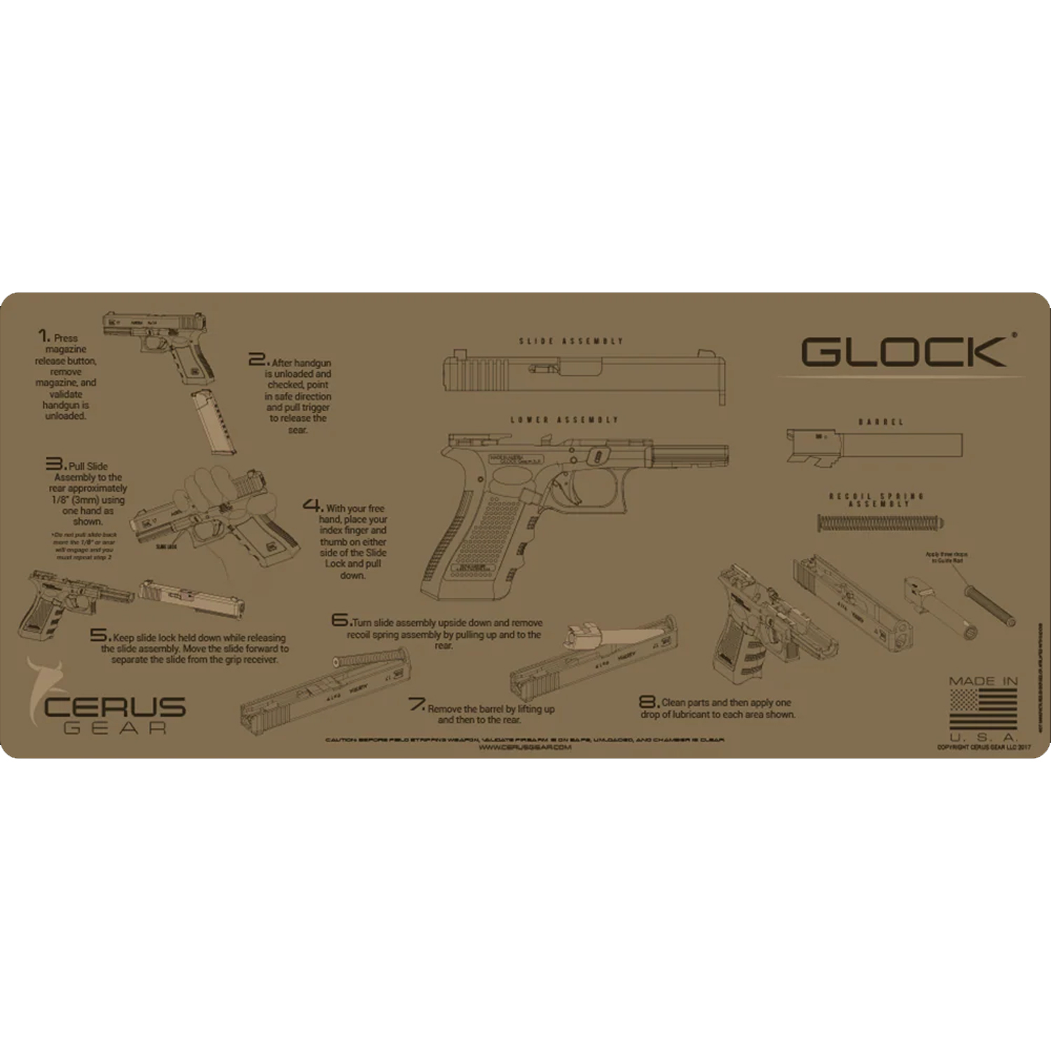 Podložka pro čištění zbraní GLOCK INSTRUCTIONAL COYOTE