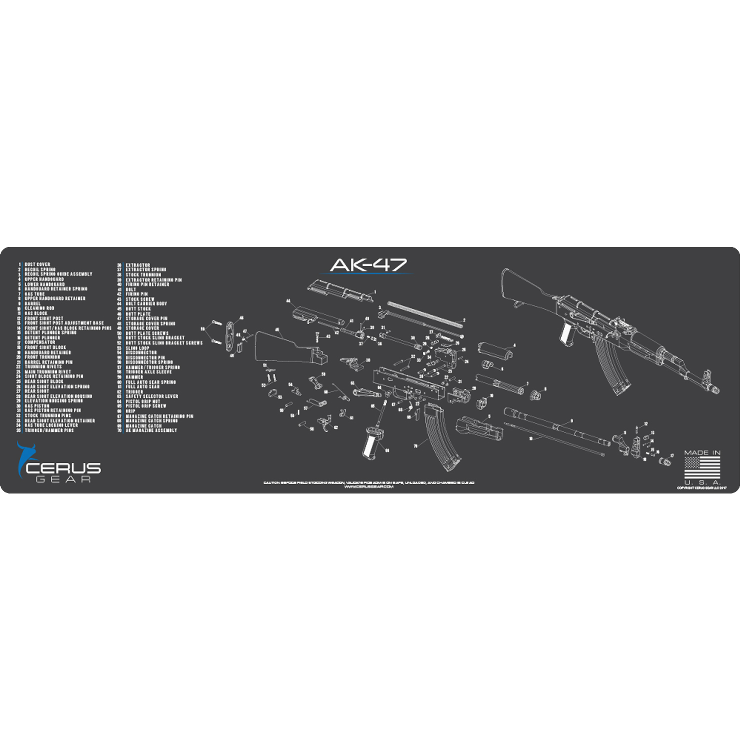 Podložka pro čištění zbraní AK47 SCHEMATIC RIFLE CHAR GRAY