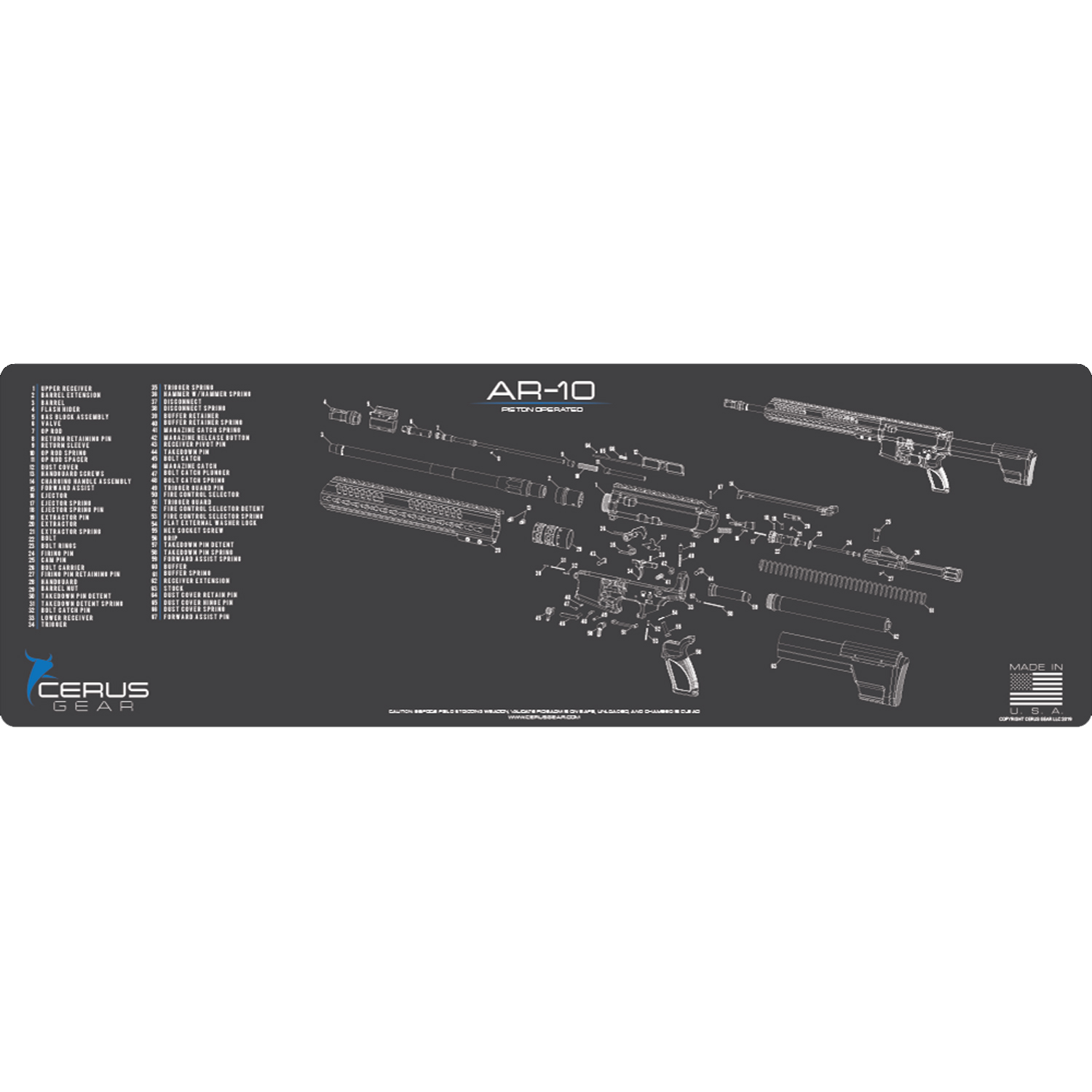 Podložka pro čištění zbraní AR10 SCHEMATIC RIFLE CHAR GRAY