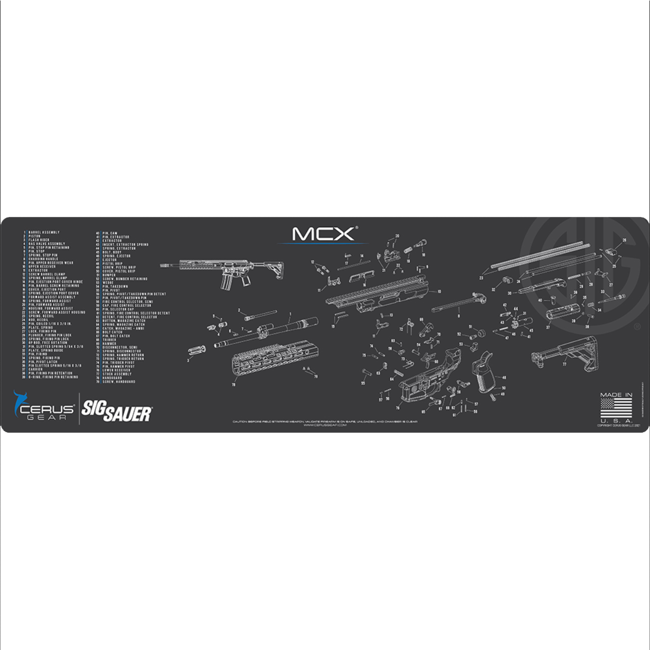 Podložka pro čištění zbraní LICENSED SIG MCX SCHEMATIC CHAR GRAY