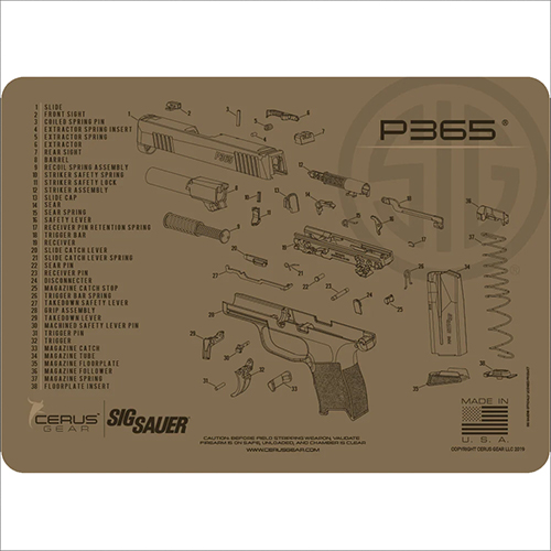 Cerus Gear Cleaning Mat for Sig Sauer P365 Pistols – Tan