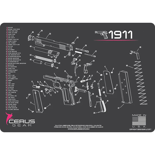 Cerus Gear CG-1911-SCH-PNK 1911 Gun Cleaning Pad SCHEMATIC - Pink
