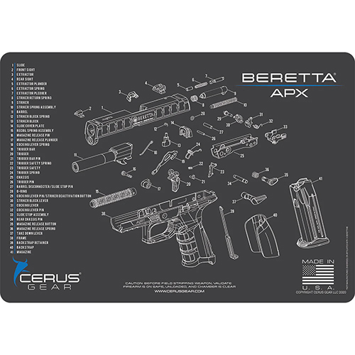 Cerus Gear Cleaning Mat for Beretta APX Pistols – Gray