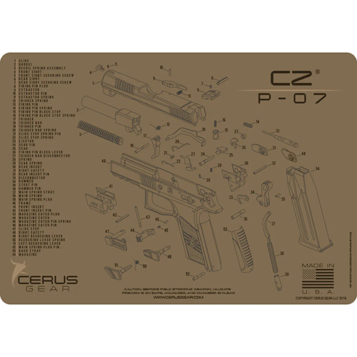 Cerus Gear Cleaning Mat for CZ P-07 Pistols – Coyote