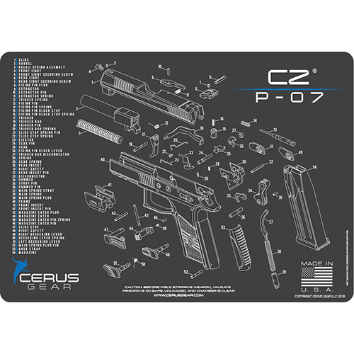 Cerus Gear Cleaning Mat for CZ P-07 Pistols – Gray