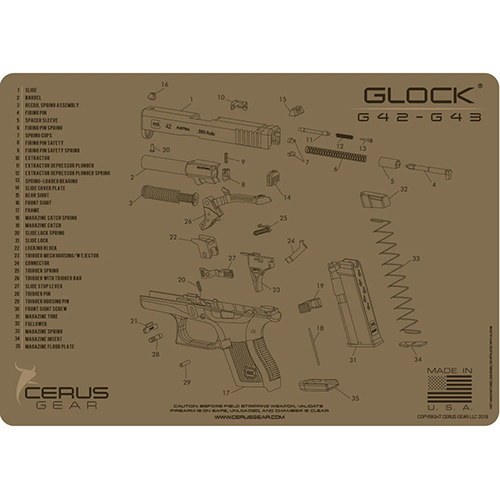Podložka pro čištění zbraní GLOCK 42-43 SCHEMATIC COY