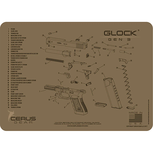 Cerus Gear Glock 3 Schematic Handgun Mat – Coyote