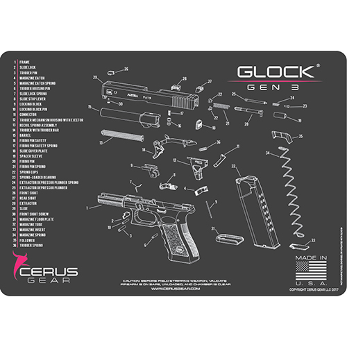 Cerus Gear Glock 3 Schematic Handgun Mat – Pink