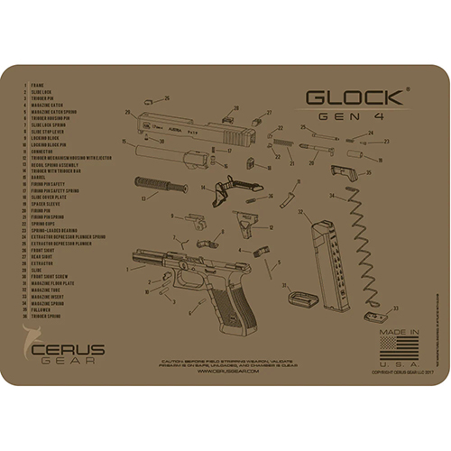 Cerus Gear Glock 4 Schematic Handgun Mat – Coyote