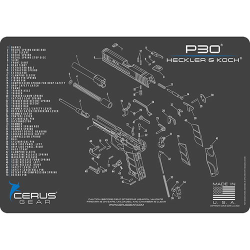 Cerus Gear HK P30 Schematic Handgun Mat – Gray