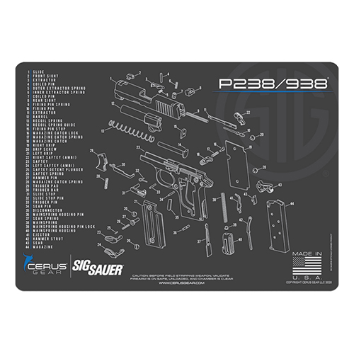 Podložka pro čištění zbraní LICENSED SIG 238/983 SCHEMATIC CHAR GRAY