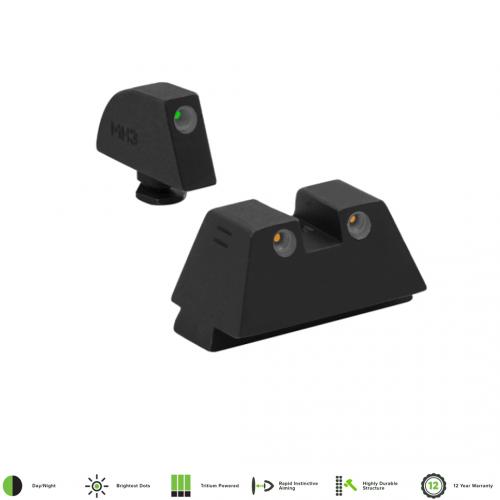 Tritiová mířidla pro Glock 17/19 Mepro Tru-Dot SUPPRESSOR - zelená / oranžová