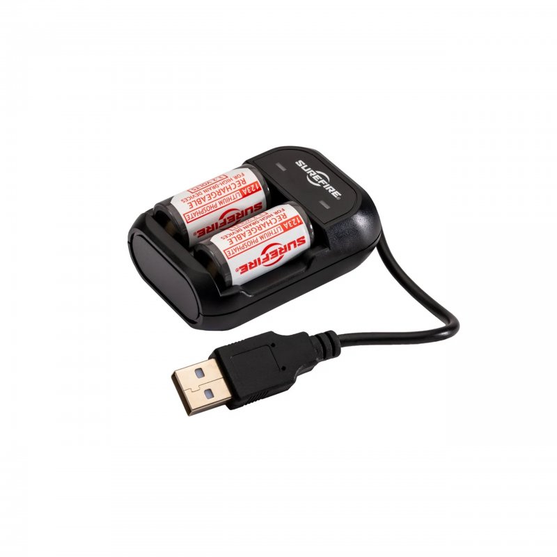 SureFire nabíječ a 2 x LFP123A 3,2V/450mAh LiFePO4 akumulátory