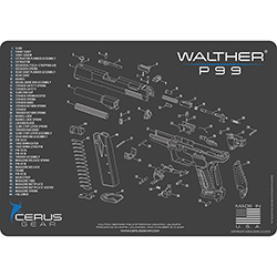 Podložka pro čištění zbraní WALTHER P99 SCHEMATIC CHAR GRAY