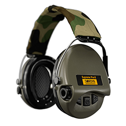Elektronická střelecká sluchátka Sordin Supreme Pro-X - zelené mušle, camo látka, PVC náušníky